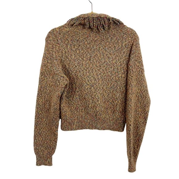 House of Harlow 1960 Brown Knit Fringe Shawl Cardigan Sweater - Size Medium - Picture 2 of 7